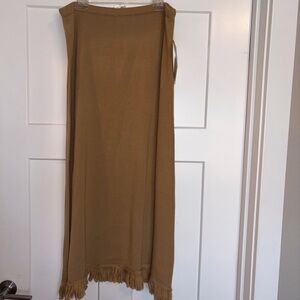 Dialogue merino wool fringe hem skirt Camel color XL NWT